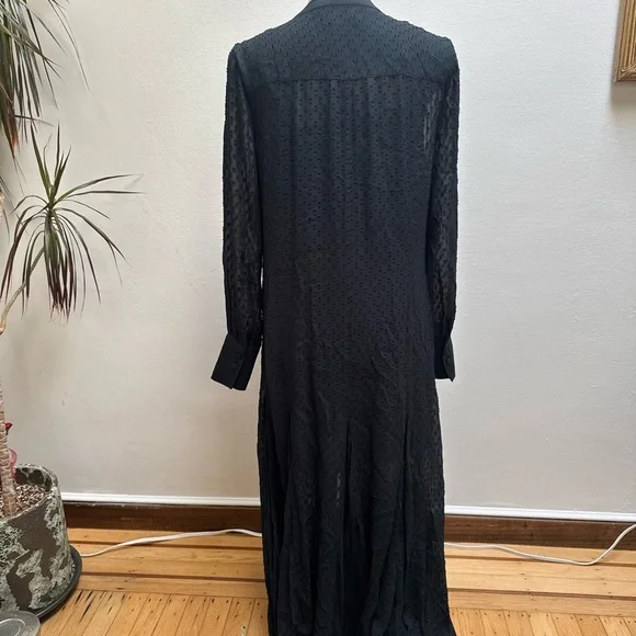 Madewell Black Whimsical Boho Textured Long Sleeve Dress - Picture 2 of 5